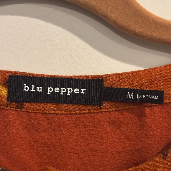 Blu Pepper Autumn Burnt Orange Floral Long Sleeve Dress or Tunic Top - Picture 5 of 8